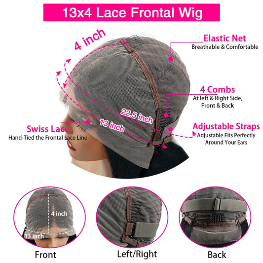 13x6 Chocolate Brown HD Lace Front Human Hair Wigs Body Wave Human Hair Wig 46 Inch 200Density Colored Human Hair Wigs For Women